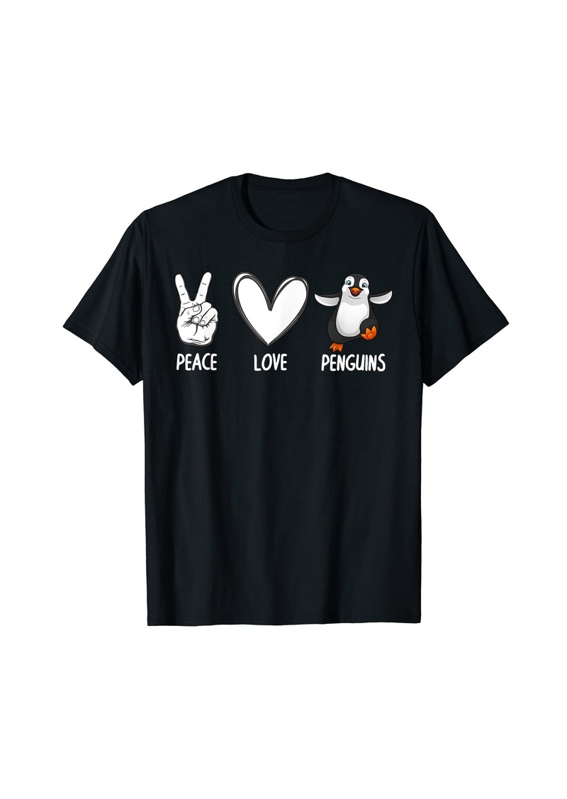 Cool Penguin Art For Men Women Peace Love Penguins Zookeeper T-Shirt