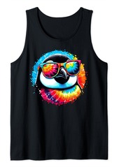 Cool Tie Dye Penguin Sunglasses Bird Illustration Art Tank Top