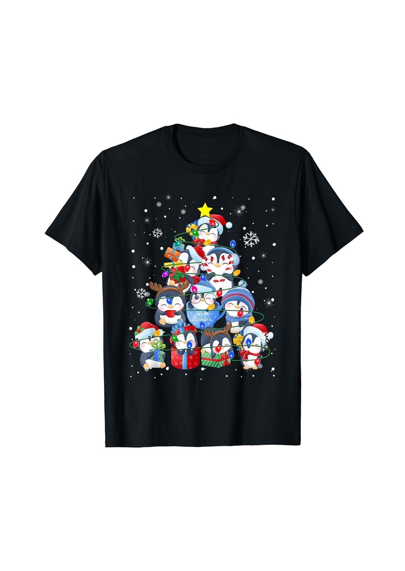 Cute Penguin Christmas Tree Gift Decor Xmas Tree T-Shirt
