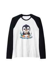Cute Penguin Clipart Animals Lover logo Raglan Baseball Tee