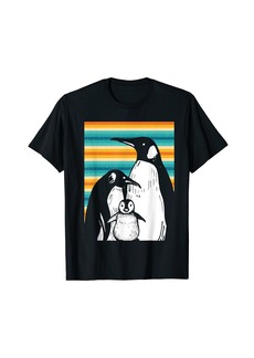 Cute Penguin Family Antarctic Animal Gift Retro Penguin T-Shirt