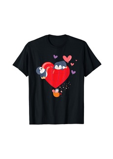 Cute Penguin Love Hearts Happy Valentine's Day Bird T-Shirt