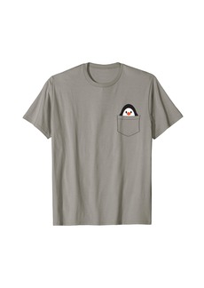 Cute Penguin Peeking In Pocket T-Shirt Penguin Lover TShirts