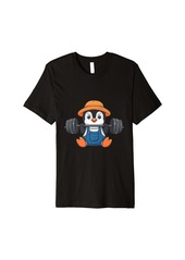 Cute Penguin Weightlifting Animal lovers logo Premium T-Shirt
