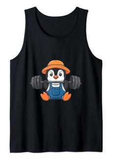 Cute Penguin Weightlifting Animal lovers logo Tank Top