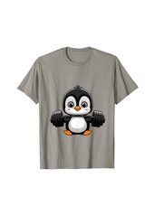 Cute Penguin Weightlifting funny Animal Lover logo T-Shirt