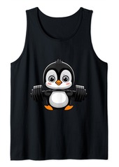 Cute Penguin Weightlifting funny Animal Lover logo Tank Top