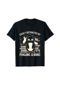 Easily distracted by penguins and books Penguin family tee T-Shirt