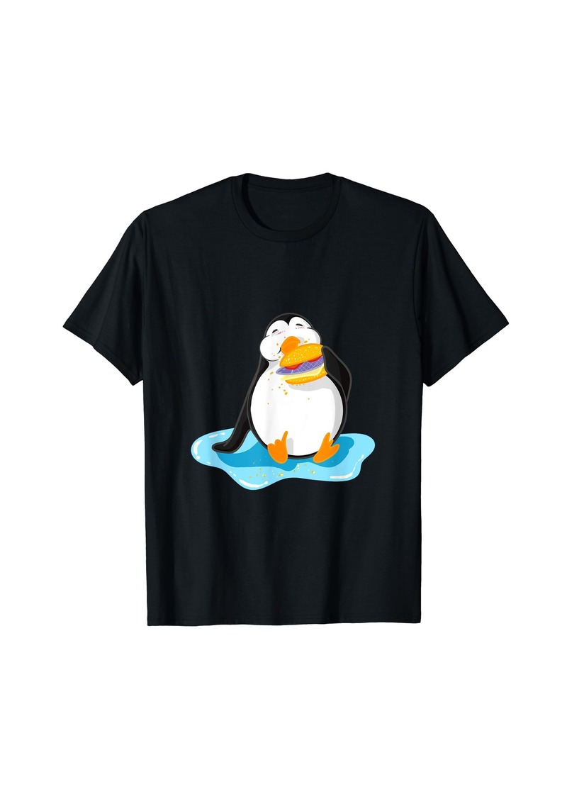 Fat penguin eating fishburger T-Shirt