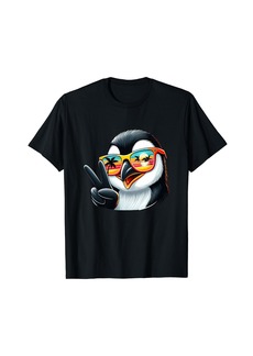Funny Beach Summer Sunglasses Penguin Kids Womens Mens T-Shirt