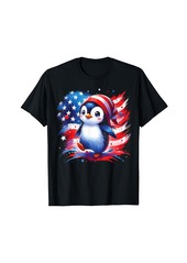 Funny Penguin American Flag USA 4th of July Merica Patriotic T-Shirt