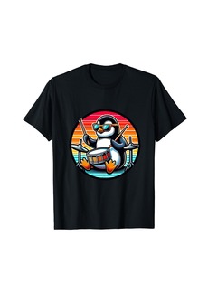 Funny Penguin Drummer With Drumsticks Music Rock Band T-Shirt