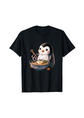 Funny Penguin Eating Noodle Bowl Cute Penguin Eating Ramen T-Shirt
