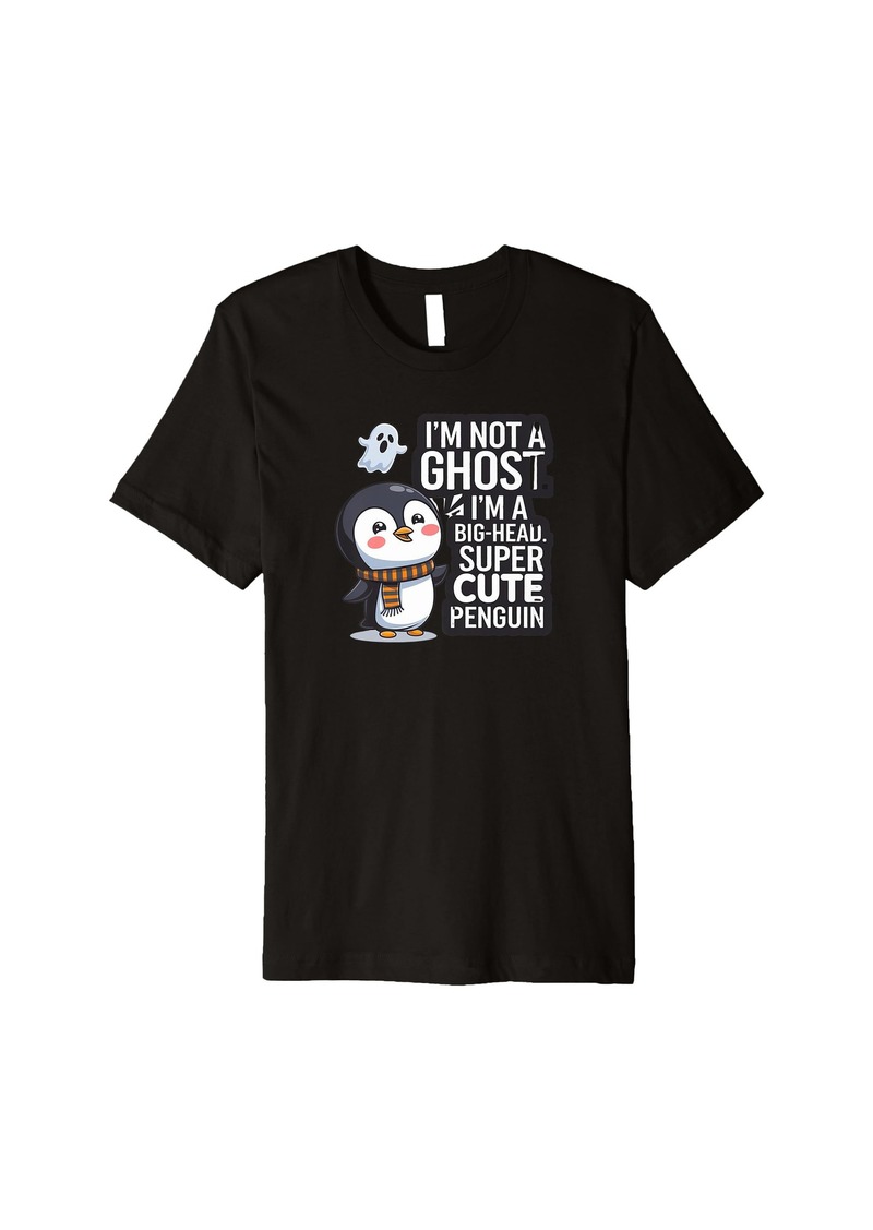 Funny Penguin I'm Not a Ghost Big Head Penguin Graphic Tee Premium T-Shirt