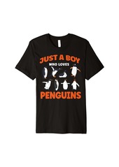 Funny Penguin Just A Boy Who Loves Penguins Premium T-Shirt