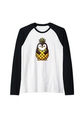 Funny Penguin Pineapple Animal Fruit Summer Lover Raglan Baseball Tee