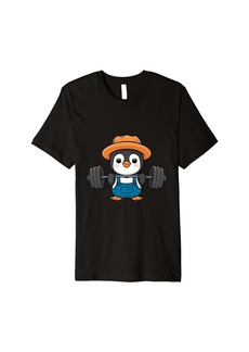 Funny Penguin Weightlifting Animal lovers logo Premium T-Shirt