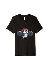 funny Penguin Weightlifting cute Animal Lover logo Premium T-Shirt