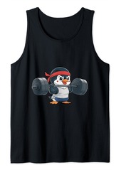 funny Penguin Weightlifting cute Animal Lover logo Tank Top