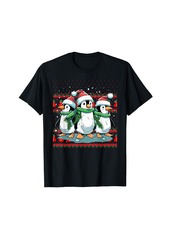 Funny Ugly Sweater Santa Hat 2023 Cute Penguin Christmas T-Shirt