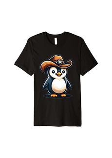 Howdy Penguin Cowboy Hat Ocean Animal Lover Wild Western Premium T-Shirt