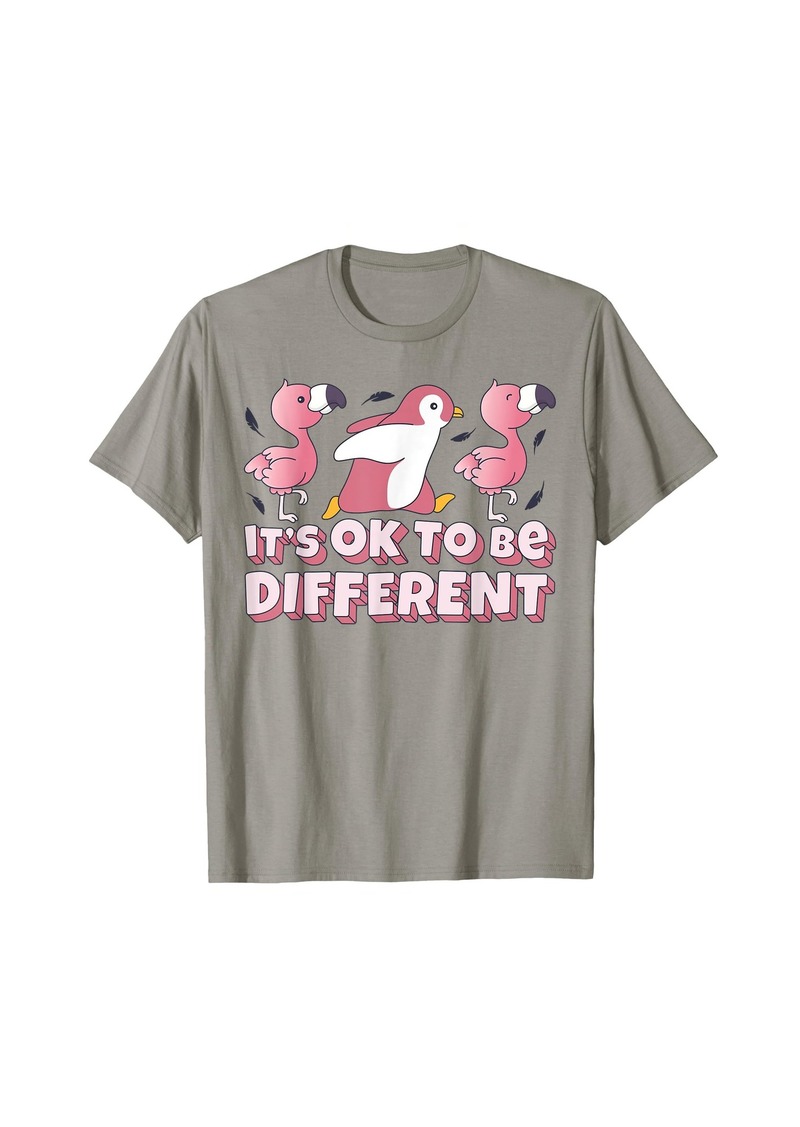 It's OK To Be Different Penguin Pink Flamingo Bird Lovers T-Shirt