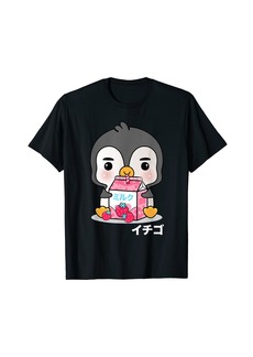 Kawaii Penguin Japanese Strawberry Milk Drink Penguin T-Shirt