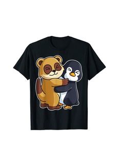 Meerkat and Penguin Cute Animals for Women Animal Hugging T-Shirt