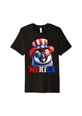 Merica Penguin Patriotic 4th of July Funny Kids Men Women Premium T-Shirt