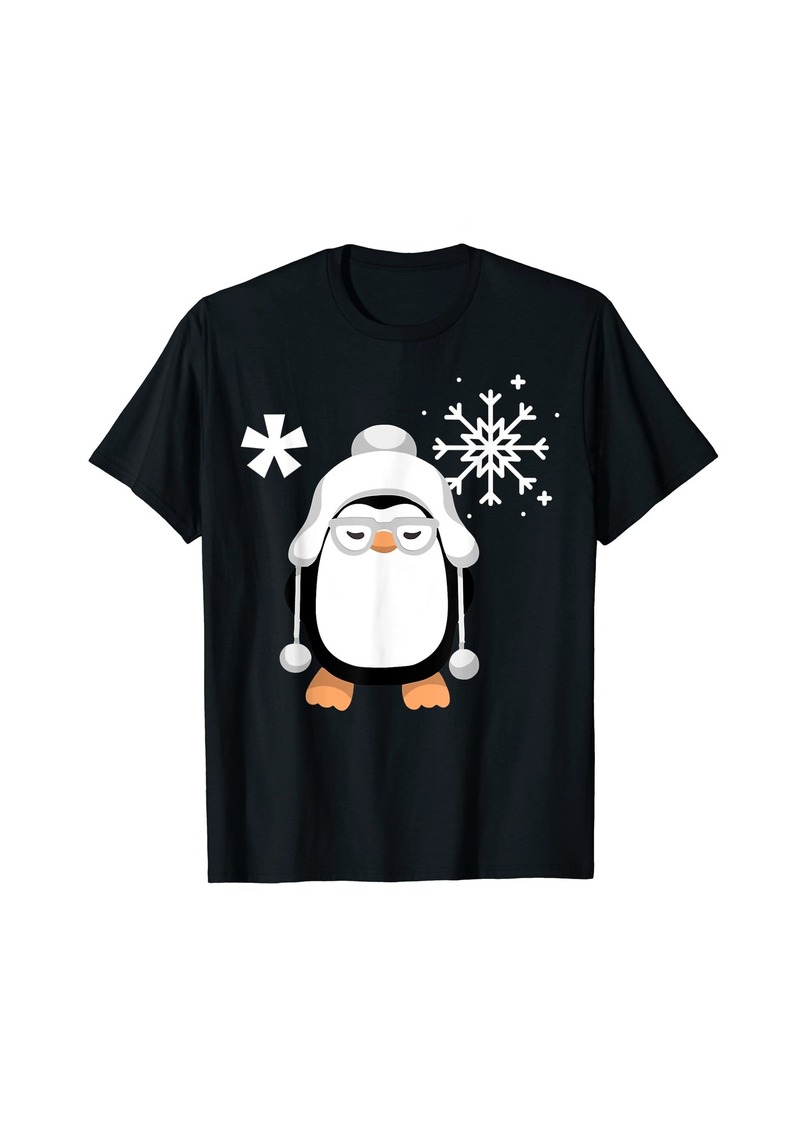 Merry Christmas Cute Penguin And Snowflake T-Shirt