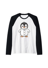 mini cute penguin logo Raglan Baseball Tee