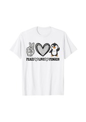 Peace Love Penguin Shirt Animal Penguin Lovers Women Girls T-Shirt