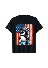 Penguin 4th of July Patriotic USA Flag Vintage T-Shirt