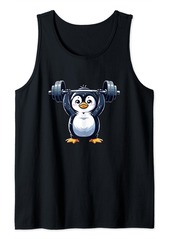 Penguin Barbell Push Cute Workout Fun Tank Top