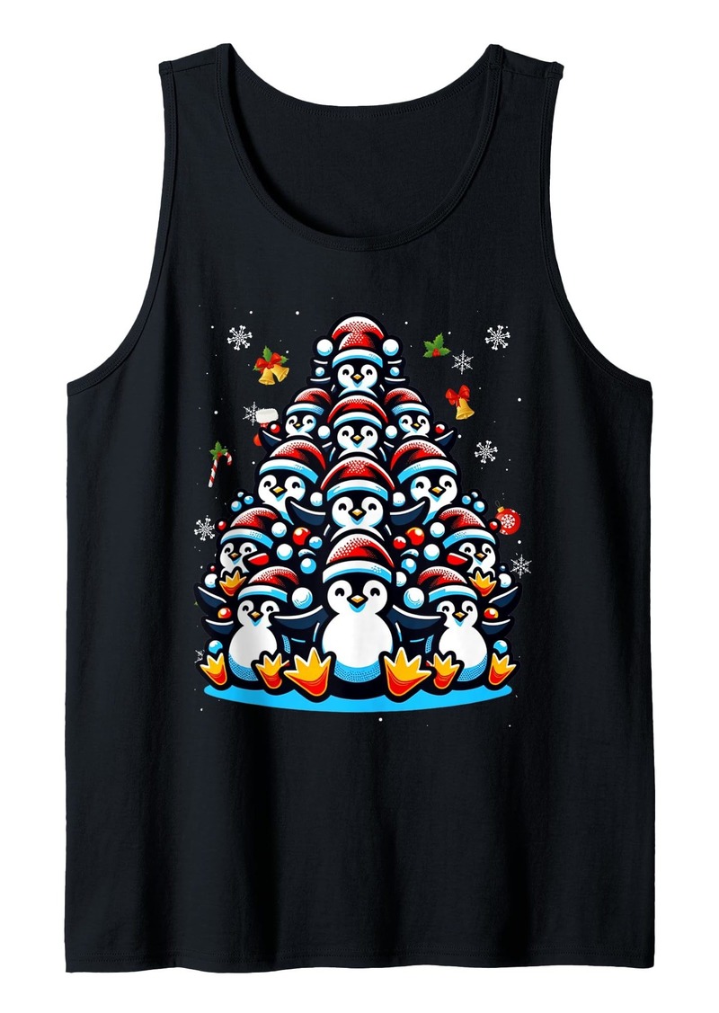 Penguin Christmas Tree Funny Penguin Lover Women Men Xmas Tank Top