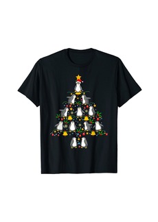 Penguin Christmas Tree Shirt Funny Penguin Christmas Lights T-Shirt