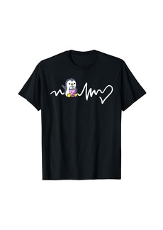 Penguin Drinking Boba Heartbeat T-Shirt