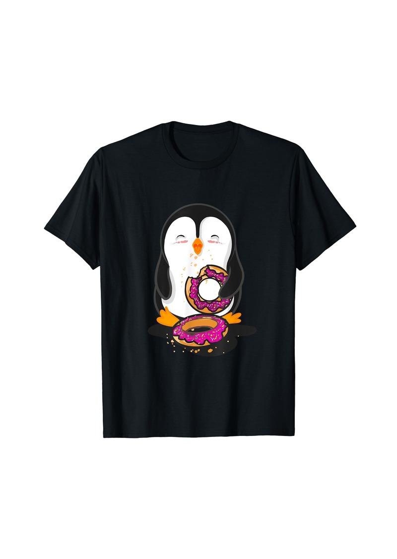 Penguin eating Donuts illustration T-Shirt