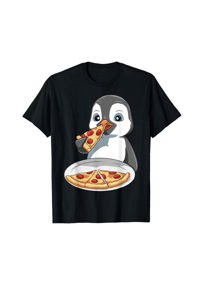 Penguin Lovers Penguin Eating Pizza Cute Penguin Pizza T-Shirt