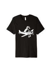 Penguin Pilot Airplane Flying Minimalist Silhouette Premium T-Shirt