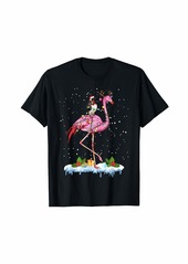 Penguin Riding Flamingo Christmas Pajamas Funny Xmas Season T-Shirt
