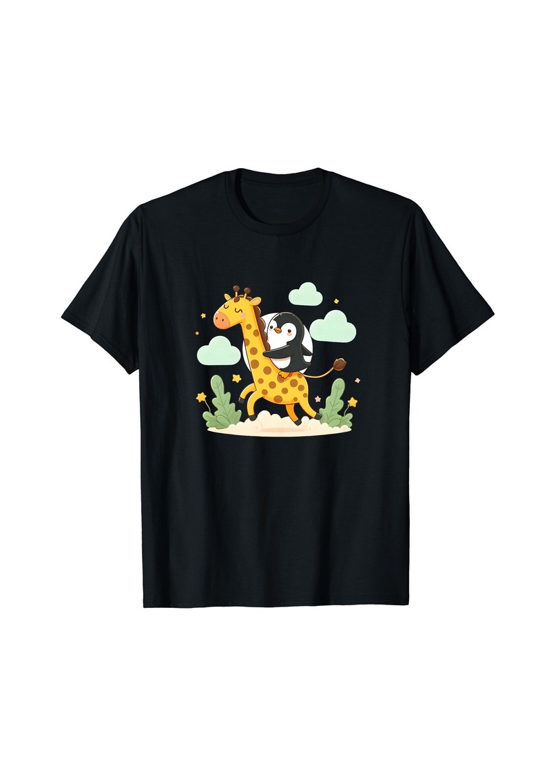 Penguin Riding Giraffe T-Shirt