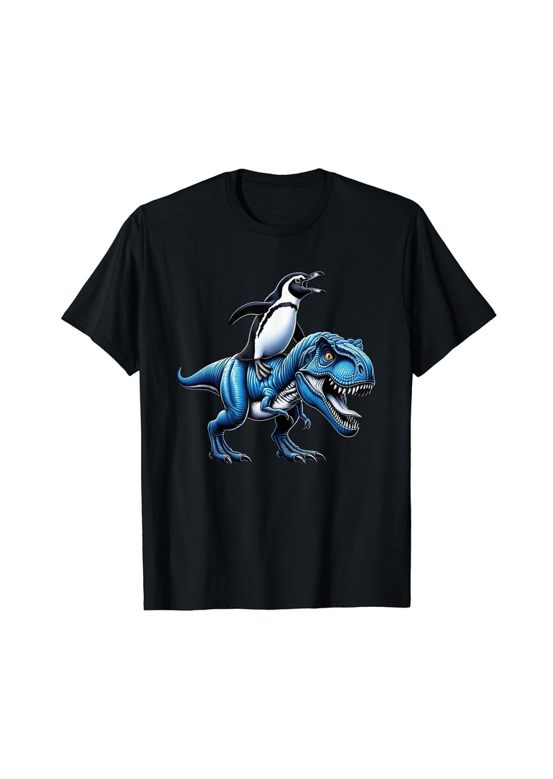 Penguin Riding T-rex Dinosaur Lover T-Shirt