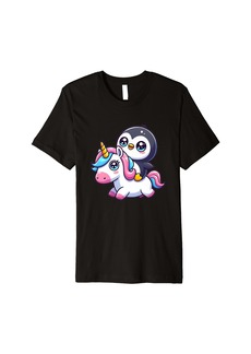 Penguin Riding Unicorn Premium T-Shirt