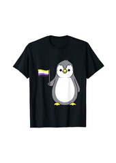 Penguin With Nonbinary Pride Flag T-Shirt