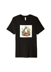 Penguin With Succulents Around Boho Style Graphic Premium T-Shirt