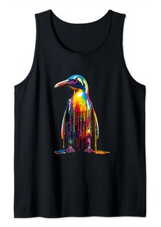 Rainbow Penguin Paint Tank Top