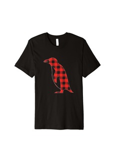 Red Buffalo Plaid Penguin Christmas Matching Family Pajamas Premium T-Shirt