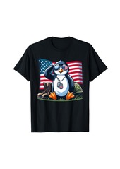 Salute Penguin American USA Flag Memorial Day 4th of July T-Shirt