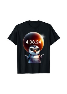 Solar Eclipse Tshirt 2024 Penguin Wearing Solar Eclipse T-Shirt